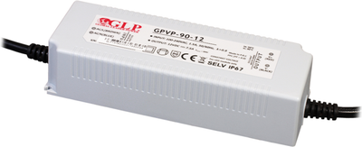 Блок живлення GLP double insulation wires PSU: 12В/7.5A, CВ, PFC, IP67 GPВP-90-12 (5902135125601)