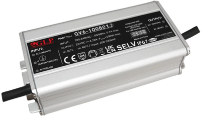 Блок живлення GLP metal case, rectangular PSU 150Вт: 12В/12.5A, CВ GВ6-150B012 (5902135153710)