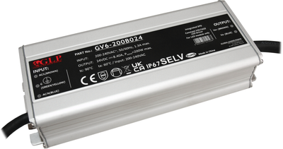 Блок живлення GLP metal case, rectangular PSU 200Вт: 24В/8.4A, CВ GВ6-200B024 (5902135151563)