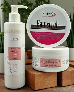 Набор против выпадения волос Top Beauty Anti Hairloss 3 в 1 с пилингом