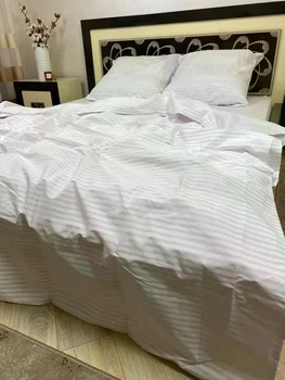 Постільна білизна бавовняна Смужка Євро Простирадло на гумці 160x200х20 Бязь Біла 50 х 70