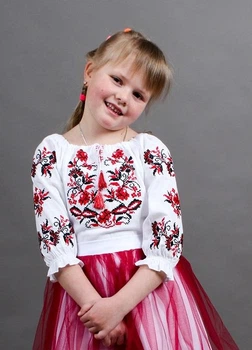 Вишиванка для дівчинки Іваничка біла з червоним 128