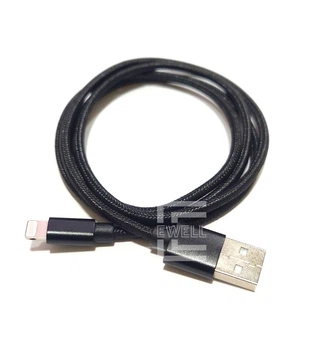 Кабель Ewell USB - Lightning, 2A, 1.0 м, в оплетке, черный (EW760)