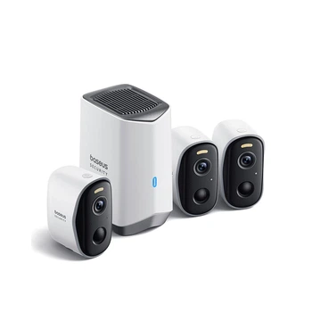 Камера відеоспостереження Baseus Security N1 Outdoor Camera 2k 3-Cam Kit |145°, 16Gb eMMC (16TB Max), Color Night vision, IP67| White