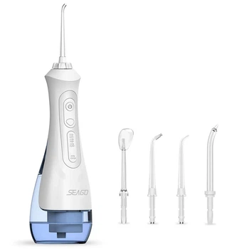 Ирригатор водонепроницаемый Seago SG-833, 4 насадки, 200мл, White