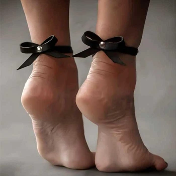 Женские браслеты с черными бантиками на ноги SV Leather Ankle 2 шт. (359628)