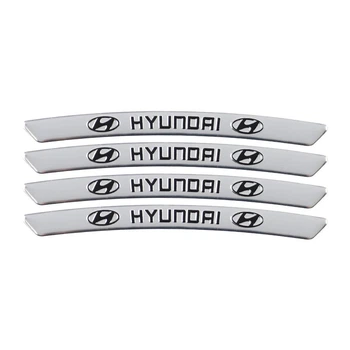 Емблема обода колеса Hyundai 4 шт Алюміній наклейка на диски на скотчі Сірі
