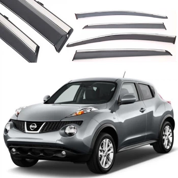 Дефлектори вікон вітровики Benke для Nissan Juke 2010- Молдинг Нержавіюча сталь 3D (BNSJK1423-W/S)