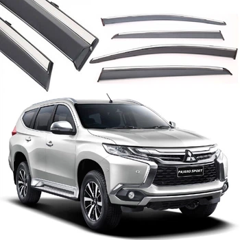 Дефлектори вікон вітровики Benke для Mitsubishi Pajero Sport / Montero 2016- Молдинг Нержавіюча сталь 3D (BMTPS1623-W/S)