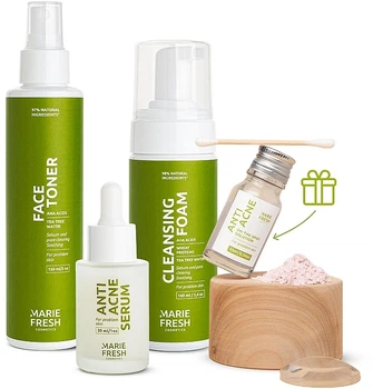 Набор для проблемной кожи подростков - Marie Fresh Cosmetics Teens Edition (foam/160 ml + toner/150 ml + ser/30 ml + solut/10 ml) (1458869-35197926)