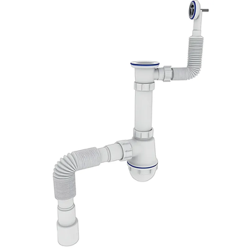 Сифон для кухні Zerix SK-04-В 1 1/2"x40 з різьбовим випуском та круглим переливом (ZX5085)