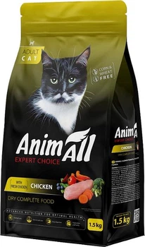 Повнораціонний сухий корм AnimAll для котів зі свіжою куркою 1.5 кг (178595)