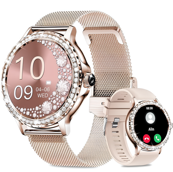 Женские смарт часы UWatch с камушками с 2 ремешками IP67 встроенный фитнес-трекер