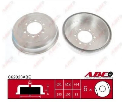 Задній гальмівний барабан ABE Toyota 4 Runner I, 4 Runner II, 4 Runner III, Dyna, Hiace III, Hiace IV, Hilux, Hilux IV, Hilux V, Hilux VI, Toyoace, VW Taro 1.8-3.4 12.82- (C62023ABE)