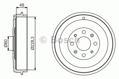 Барабан гальмівний (задній) Fiat Punto/Opel Corsa 05- (228,3х48) d=60mm BOSCH 0 986 477 208 UA63 Bosch (0986477208)