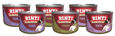 Набор влажных кормов Rinti Gold - для собак с уткой, гусям и фазаном (6*0,185) (4000158910011/nabir)