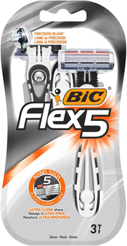 Одноразовые бритвенные станки BIC Flex 5 (3шт) (3086123492868)