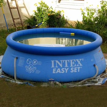 Надувной бассейн Intex 305×76 см – с фильтрующим насосом и сливным клапаном, большой бассейн для детей и взрослых