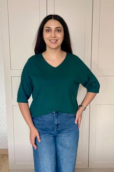Светр INEDIT 10845 Dark-Green ONE SIZE