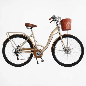 Велосипед Городской 28 дюймов Corso Liberty LR-406 оборудование Shimano стальная рама 20 дюймов 7 скоростей. Beige and Brown (168508)
