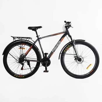 Велосипед Спортивный 29 дюймов Corso Fisher FS-260 оборудование Shimano стальная рама 21 дюймов 21 скорость. Black and Orange (177325)