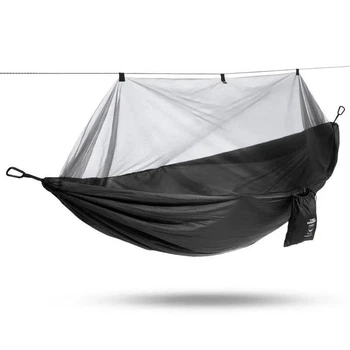 Туристический подвесной гамак с москитной сеткой и карманом Tac Maven MYNEST HAMMOCK WITH NET 220х120 см нейлон для кемпинга, похода, пикника Черный