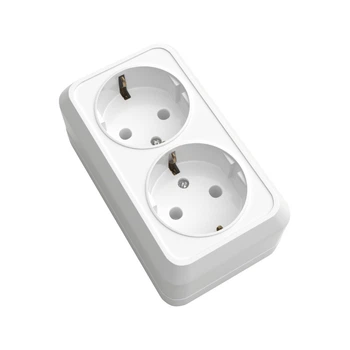Розетка накладная ELM Simply P двойная с заземлением 16А IP20 Белая (41-0034)