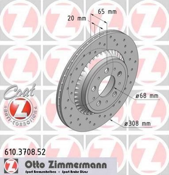 Тормозные диски ZIMMERMANN 610370852 Volvo XC90 31423152, 86249265, 8624926