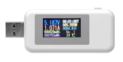 Вольтметр/амперметр USB тестер 10в1 зарядных устройств с цветным ЖК (белый)