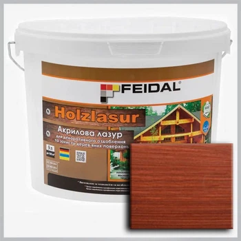 Акриловая лазурь Holzlasur Feidal красное дерево 9 л