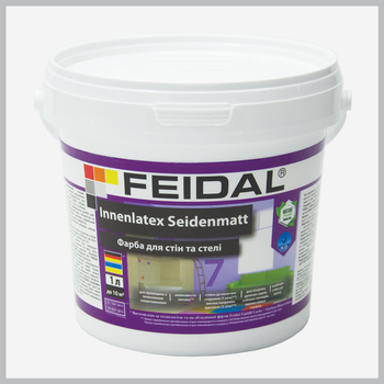 Краска для стен и потолка Feidal Innenlatex Seidenmatt 7 Шелковисто-матовая Белая 1 л