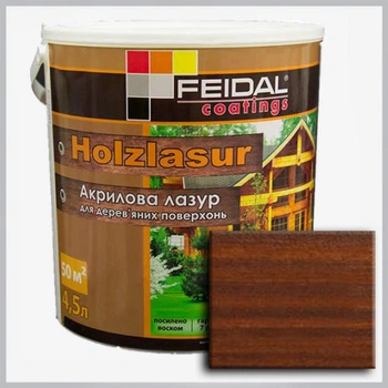 Акриловая лазурь Holzlasur Feidal орех 4,5 л