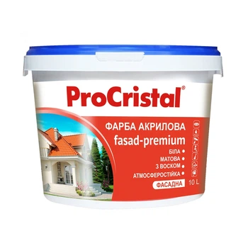 Краска фасадная акриловая ProCristal Fasad Premium IR-132 Матовая Белая 10 л