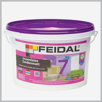 Краска для стен и потолка Feidal Innenlatex Seidenmatt 7 Шелковисто-матовая Бесцветная 2,5 л