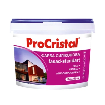 Краска фасадная силиконовая ProCristal Fasad Standart Si IR-133 Матовая Белая 10 л