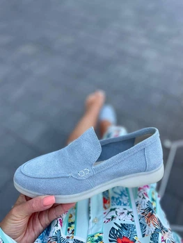 Лофери жіночі KATI SHOES 141 блакитні, натуральна замша, осінь-весна 36