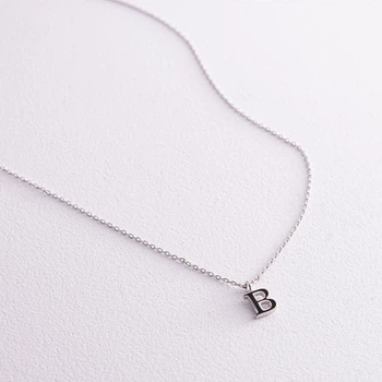 Серебряное колье с буквой В 18617бч Онікс 47