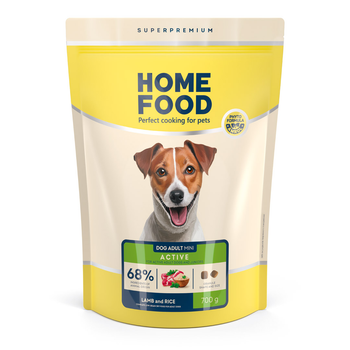 Сухой корм для активных взрослых собак и юниоров малых пород HOME FOOD Ягнятина с рисом 700 г