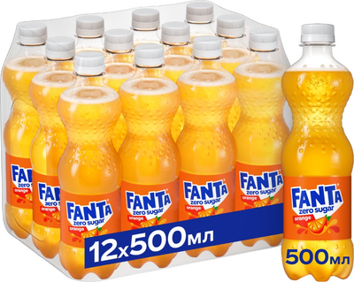 Упаковка безалкогольного напою Fanta Orange Zero Sugar 0.5 л х 12 шт (5449000158222)