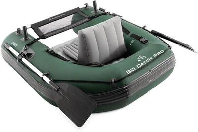 Лодка рыбацкая надувная Intex 68381 Big Catch Pro одноместная с Super Tough 165х120х38см с веслами и ручным насосом Зеленый (33-9-68381)