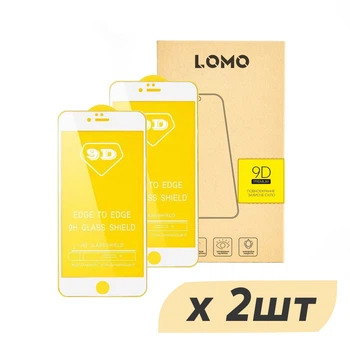 Комплект 2шт 9D захисне скло на весь екран LOMO для iPhone 7/8/SE(2020)/SE(2022) біле