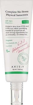 Сонцезахисний крем Axis-Y Complete No-Stress Physical Sunscreen SPF50+/PA++++ з фізичними фільтрами 50 мл (8809634610119)