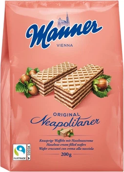 Вафлі Manner Original Neapolitan з горіховим кремом 200 г (9000331627229)