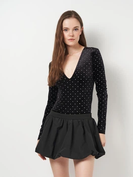Боди-футболка женская H&M 0908551_стрази S Черная (2000001632093)