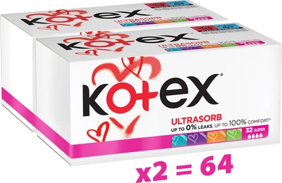 Набір Гігієнічних тампонів Kotex Super 32 шт х 2 пачки (5029053035758_1)
