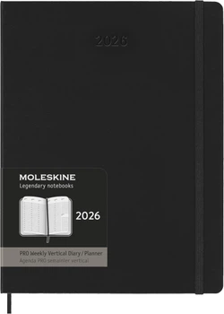 Щотижневик Moleskine вертикальний Pro 2026 19 х 25 см 288 сторінок Чорний (8056999274665)