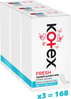 Набір Щоденних Гігієнічних прокладок Kotex Fresh Normal 56 шт х 3 пачки (5029053548050_1)