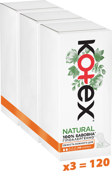 Набір Щоденних Гігієнічних прокладок Kotex Natural 40 шт х 3 пачки (5029053548630_1)