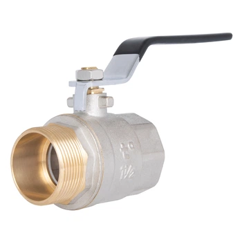 Кран кульовий для води Thermo Alliance Base 1 1/2" ВН, латунний, ручка-важіль, нікельований, PN40