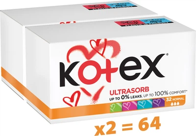Набір Гігієнічних тампонів Kotex UltraSorb Normal 32 шт х 2 пачки (5029053035741_1)